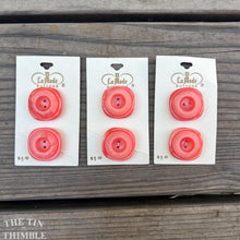 Load image into Gallery viewer, Vintage Buttons - Salmon Plastic Buttons - Card of Two - 25mm or 1 Inch
