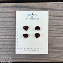 Load image into Gallery viewer, Antique Glass Buttons - 12mm Rootbeer Brown and Rhinestone Glass Buttons - 1930s - Four

