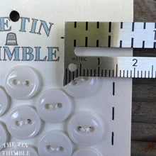 Load image into Gallery viewer, Authentic Vintage White Glass Buttons - Card of 23 - 10mm or 3/8 Inch
