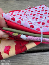 Load image into Gallery viewer, Fabric Scrap Bundle / Vintage and New Fabric Scraps / Cotton Fabric Destash Grab Bag / SB329 / Red Fabric Bundle
