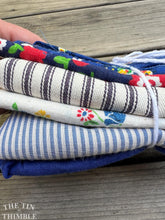 Load image into Gallery viewer, Fabric Scrap Bundle / Vintage and New Fabric Scraps / Cotton Fabric Destash Grab Bag / SB330 / Blue Fabric Bundle
