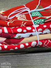 Load image into Gallery viewer, Fabric Scrap Bundle / Vintage and New Fabric Scraps / Cotton Fabric Destash Grab Bag / SB331 / Red Fabric Bundle
