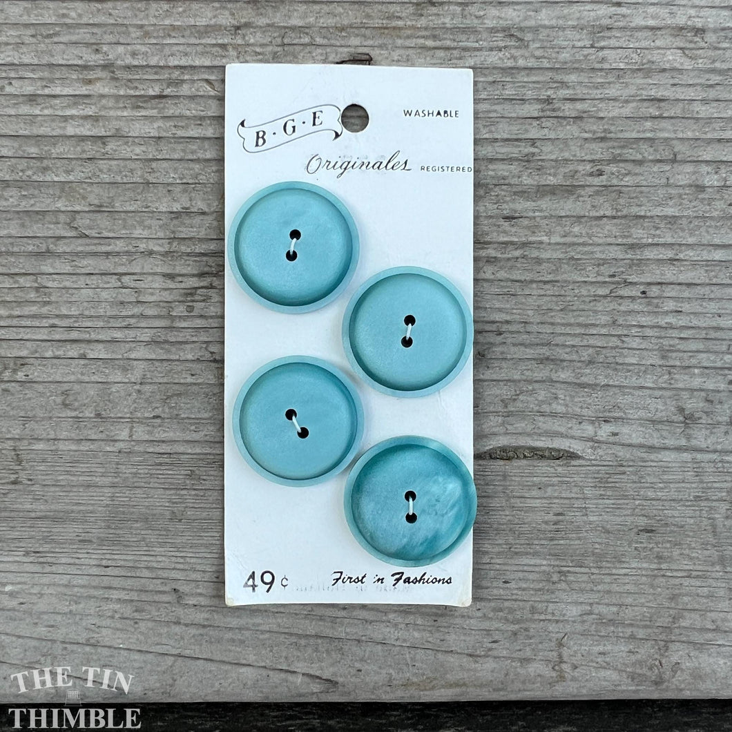 Vintage Plastic Buttons - Card of 4 - 23mm or 7/8 Inch