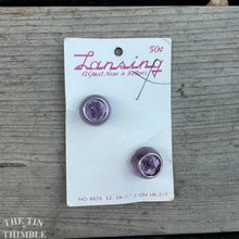 Load image into Gallery viewer, Vintage Plastic Lansing Purple Buttons - Card of 2 - 18mm or 3/4 Inch
