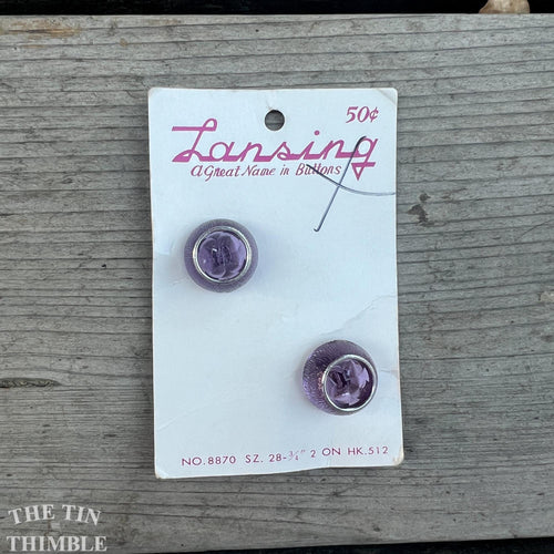 Vintage Plastic Lansing Purple Buttons - Card of 2 - 18mm or 3/4 Inch