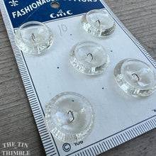 Load image into Gallery viewer, Vintage Plastic &#39;Fashionable Buttons&#39; Clear Plastic Buttons - Card of 5 - 20mm or 3/4 Inch
