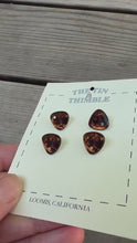 Load and play video in Gallery viewer, Antique Glass Buttons - 12mm Rootbeer Brown and Rhinestone Glass Buttons - 1930s - Four
