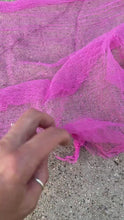 Load and play video in Gallery viewer, Hand Dyed Cotton Gauze Scrim Cheesecloth for Sewing or Nuno Felting in Pink / Scarf for Felting or Wearing as Is / By the Yard
