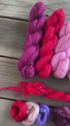 Merino Wool Roving Pack - Valentines Day - Six Colors, 1 Ounce Each - Wool for Wet and Needle Felting with or without Embellishments