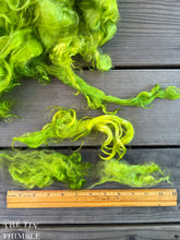 Load image into Gallery viewer, Adult Mohair Locks for Felting, Spinning or Weaving - 1/4 Oz - Hand Dyed in the Color &#39;Chartreuse&#39;

