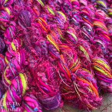 Load image into Gallery viewer, Fiber Frenzy Bundle / Mixed Bundle of Yarn in Fuchsia / Great for Felting / Approximately 24 Yards / 8 Strands Each 3 Yards Long
