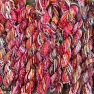 Fiber Frenzy Bundle / ONE Mixed Bundle of Yarn in Coral / Great for Felting / Approximately 24 Yards / 8 Strands Each 3 Yards Long