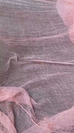 Hand Dyed Cotton Gauze Scrim Cheesecloth for Sewing or Nuno Felting in Peach / Scarf for Felting or Wearing as Is / By the Yard