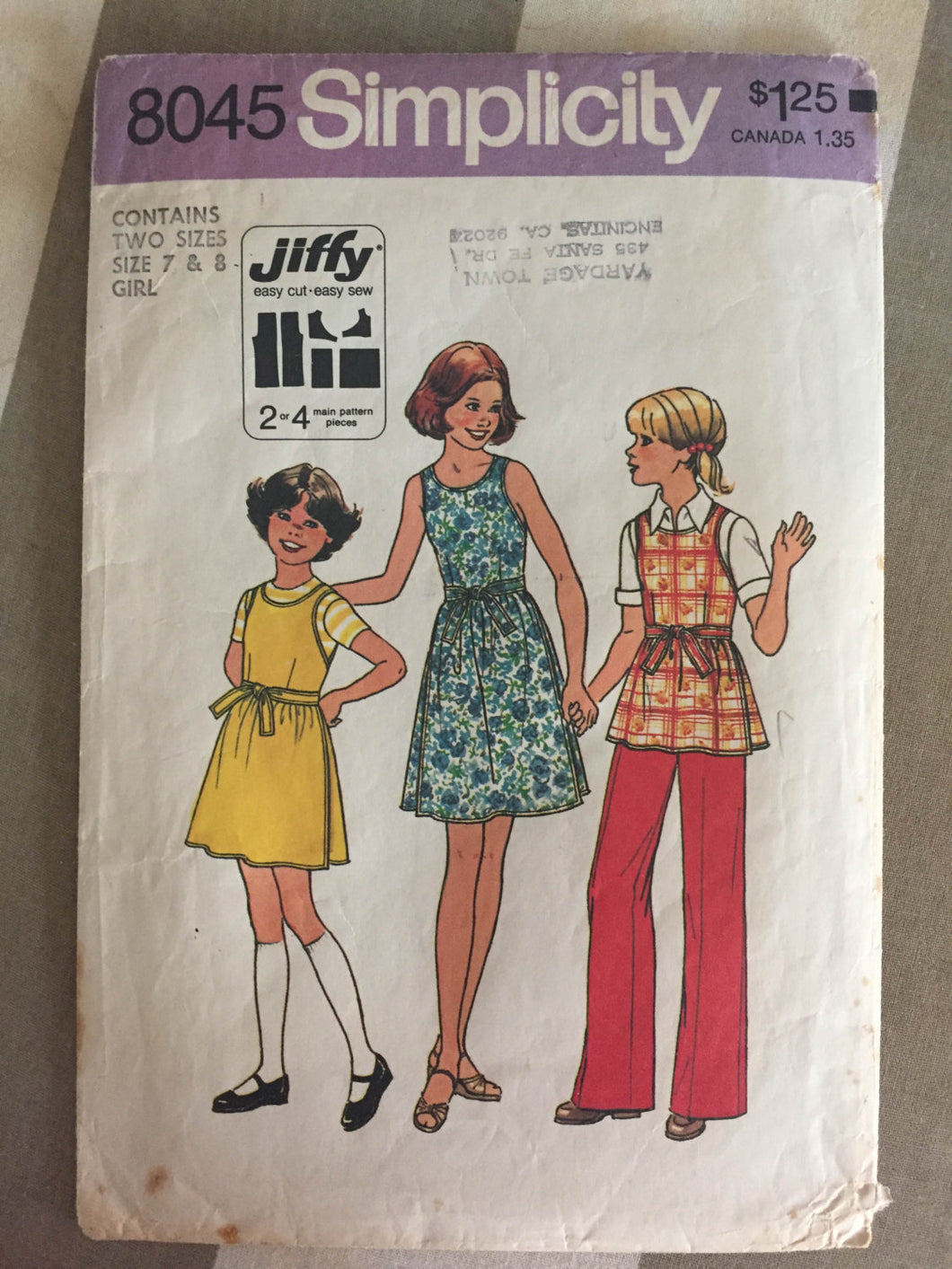 1960s Simplicity Girl's Wrap Dress Blouse Pattern #8045 Size 7 & 8, Breast 26 27