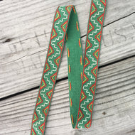 Vintage Embroidered Trim - Multiple Yards Available - Vintage Sewing Supplies / Embroidered Trim / Cotton Trim / Green Trim