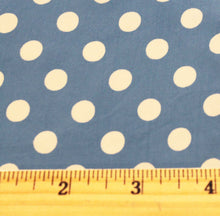 Load image into Gallery viewer, Acetate Fabric / Vintage Fabric / Blue White Polka Dot Fabric -1 5/8 Yards- 1950s Fabric / Blue Fabric / Polka Dots / Garment Fabric
