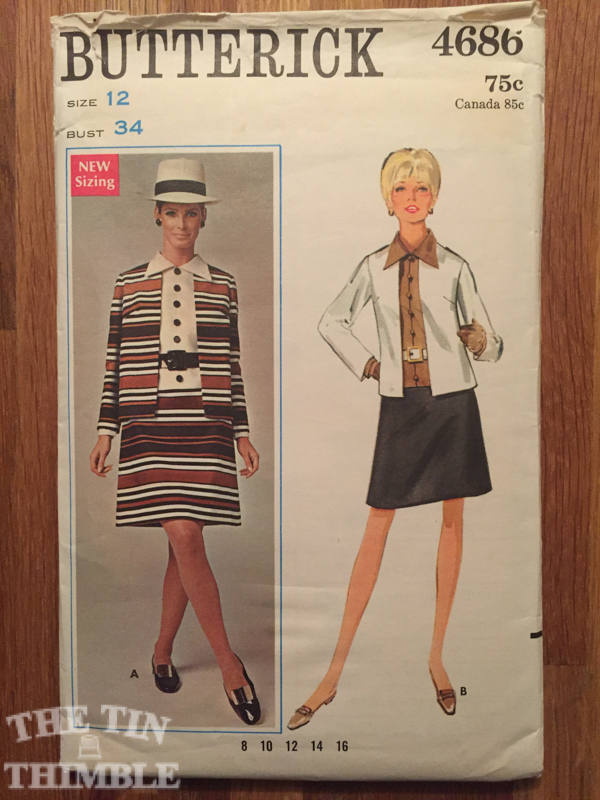 Vintage Sewing Pattern / 1960's Dress Pattern / Butterick 4686 /Size 12 Bust 34 - Vintage Pattern / Dress and Jacket Pattern / A-Line