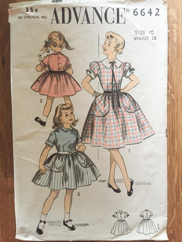 Girl's Dress Pattern / Vintage Sewing Pattern / Advance 6642 / Size 10 Bust 28 - 1950's Dress Pattern / Puff Sleeve Dress / Party Dress