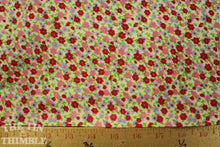 Load image into Gallery viewer, Flannel Fabric / Cotton Flannel / Floral Flannel / 1 Yard / Cotton Fabric / Fabric by Yard / Printed Flannel / Flower Flannel / Pink Red
