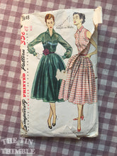 Load image into Gallery viewer, Simplicity Dress Pattern Vintage 1950s #3848 Sz 12 Bust 30&quot; - Vintage Simplicity / 50s Simplicity / Peplum Dress / Pleated Bodice
