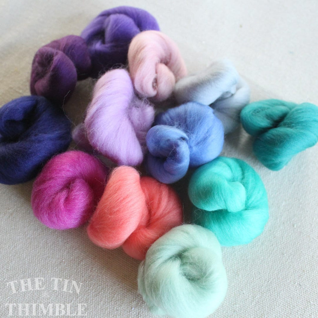 Mixed Wool Roving - 1.5 oz - Nuno Felting / Wet Felting / Felting Supplies / Hand Felting / Needle Felting / Fiber Art / Mermaid