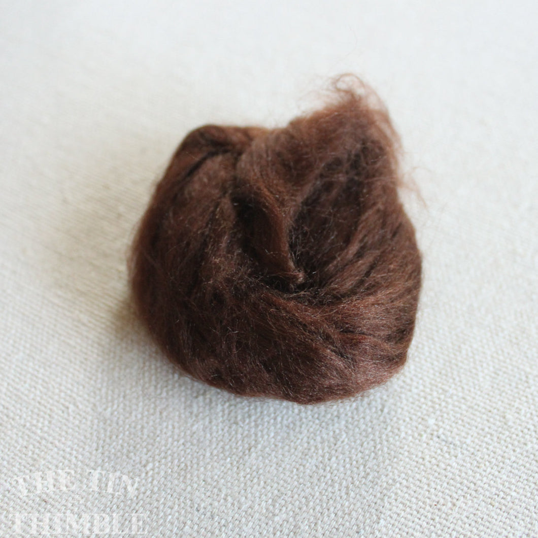 Hand Dyed Tussah Silk Fiber for Spinning, Weaving or Felting in Brown / 3 Grams / Tussah Silk for Fibre Art