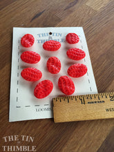 Load image into Gallery viewer, Red Glass Buttons  -  Ten/ 1930s Buttons / 1940s Buttons / Vintage Glass Buttons / Vintage Sewing Notions / Vintage Sewing Supplies
