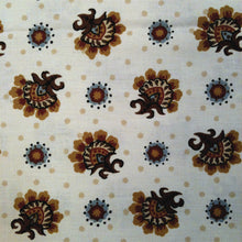 Load image into Gallery viewer, Vintage Fabric / 1970&#39;s Fabric / Floral Fabric / Medallion Fabric -1 3/8 Yards- Cotton Fabric / Cream Brown Fabric / Jacobean Fabric
