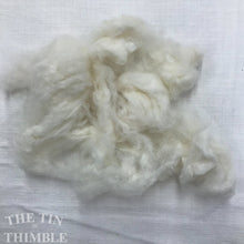 Load image into Gallery viewer, Silk Noil Fiber in Natural White for Spinning, Dyeing, Felting or Weaving - 1/4 Oz - Raw Short Fiber Silk
