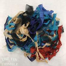 Load image into Gallery viewer, Silk Selvedge Scrap Bag / Mixed Bag / Silk Scraps / Felting Texture / Felting Fibers / Multi Color / 1/2 Oz / Wet Felting / Nuno Felting
