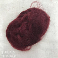 Load image into Gallery viewer, Hand Dyed Tussah Silk Fiber for Spinning, Weaving or Felting in Burgundy / 3 Grams / Brown Tussah Silk
