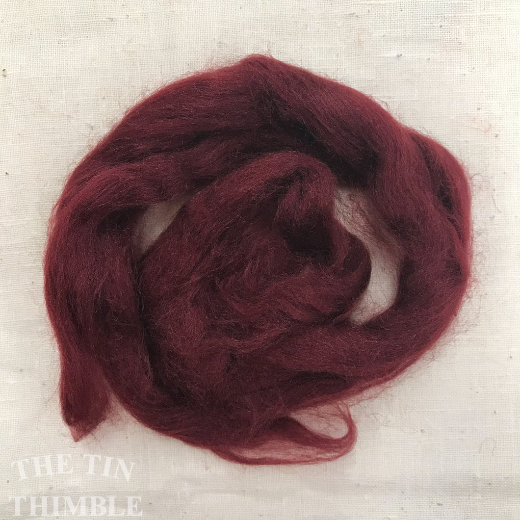 Hand Dyed Tussah Silk Fiber for Spinning, Weaving or Felting in Burgundy / 3 Grams / Brown Tussah Silk