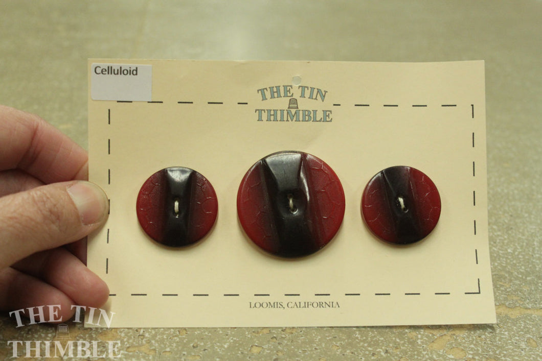 Celluloid Buttons #2 / Vintage Celluloid / 1930s Buttons / 1940s Buttons / Antique Buttons / Celluloid Buttons / Red Black Celluloid