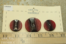 Load image into Gallery viewer, Celluloid Buttons #2 / Vintage Celluloid / 1930s Buttons / 1940s Buttons / Antique Buttons / Celluloid Buttons / Red Black Celluloid
