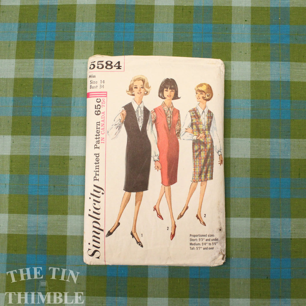 1960's Jumper Pattern / Vintage Sewing Pattern for Women / Jumper and Blouse / Simplicity 5584 / Bust 34 / Jumper Pattern / QUICK LIST
