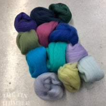 Load image into Gallery viewer, Small Quantities of Merino Wool Roving for Felting and Crafts - 1.5 Oz Total - Mixed Cool Tones
