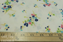 Load image into Gallery viewer, Floral Fabric / Cotton Fabric -1 Yard - Pink Blue Floral Print Fabric / White Fabric / Pink and Blue Fabric / Navy and Pink Floral
