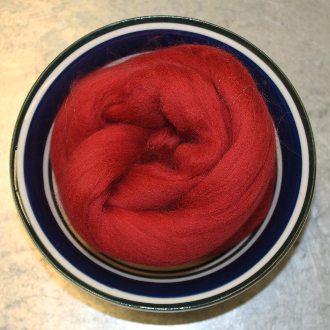 Cherry Merino Wool Roving - 21.5 micron -1 oz - For Nuno Felting, Wet Felting, Weaving, Spinning and More