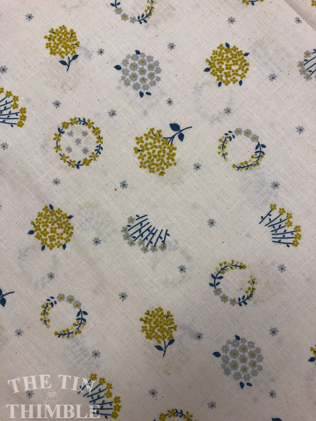 Natural Garden Cotton Poplin by Kokka Fabrics - 1 Yard - Japanese / 100% Cotton Fabric / Floral / Unbleached / Wreath Print