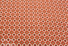 Load image into Gallery viewer, Red and White Printed Fabric -1 Yard- Cotton Fabric / Red and White Fabric / Diamond Fabric / Red Floral Fabric / Diamond Print Cotton
