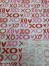 Load image into Gallery viewer, Valentine Printed Cotton - 1 1/2 Yards - Pink Red Valentines / Kiss Hug Print / XO Fabric / XO Print / Valentine Fabric / Valentine Cotton
