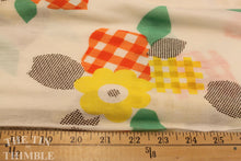 Load image into Gallery viewer, Jersey Knit Vintage Fabric - 1 Yard - Orange White Daisy Print
