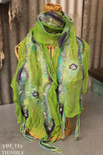 Load image into Gallery viewer, Hand Dyed Cotton Gauze Scrim Cheesecloth Scarf for Nuno Felting in Fluorescent Orange / Scarf for Felting or Wearing as Is
