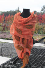 Load image into Gallery viewer, Pure Silk Chiffon Scarf with Unfinished Edges / Great for Nuno Felting / Approx. 14&quot; x 90&quot; / Olive &amp; Rust
