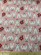 Load image into Gallery viewer, Jacquard Knit by Kokka Fabrics - 1 Yard - Japanese / 100% Cotton Fabric / Woven Jacquard / Cotton Jacquard Yardage / Bunny Print / Pink
