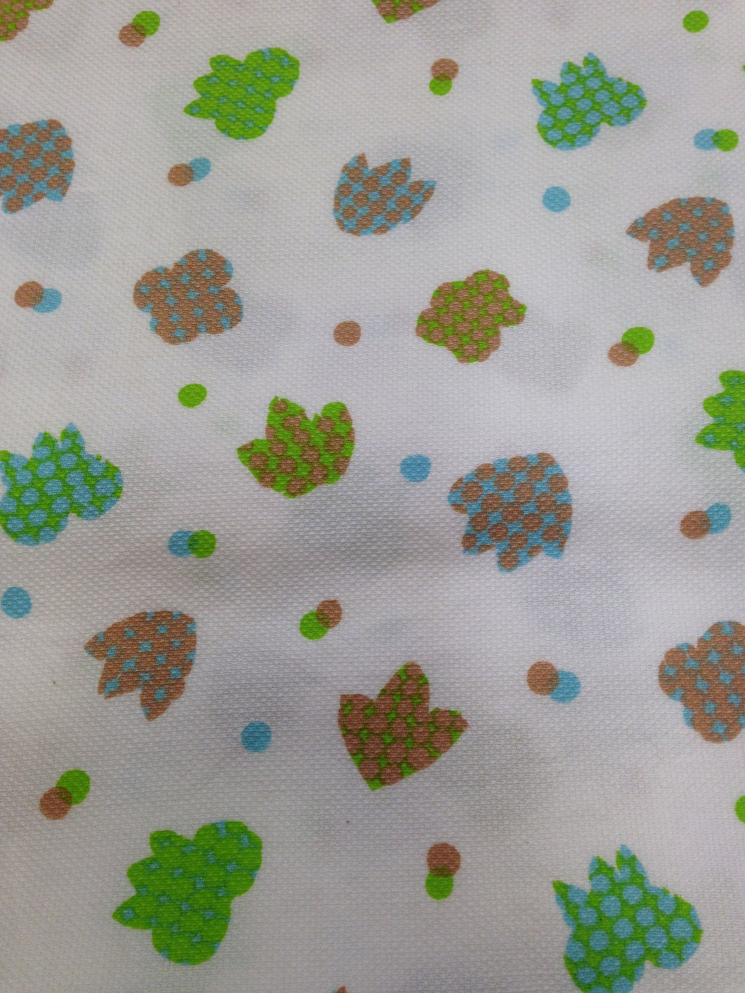 Printed Pique Vintage Fabric - 1 Yard - Leaf Print / Pique fabric / Vintage Pique / Green Brown Pique / Floral Pique / Pique Yardage / Brown Blue