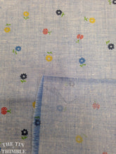 Load image into Gallery viewer, Vintage Cotton Floral and Ladybug Chambray Fabric - 1 1/8 Yards / Printed Chambray / Blue Chambray / Apparel Fabric / Flower and Ladybug
