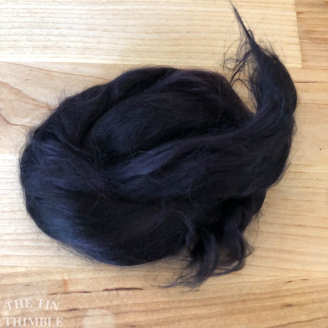 Cultivated Bombyx (Mulberry) Silk Fiber for Spinning or Felting in Black - 3.5 Grams or More