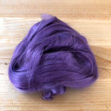 Load image into Gallery viewer, Cultivated Bombyx (Mulberry) Silk Fiber for Spinning or Felting in Violet Purple - 3.5 Grams or More
