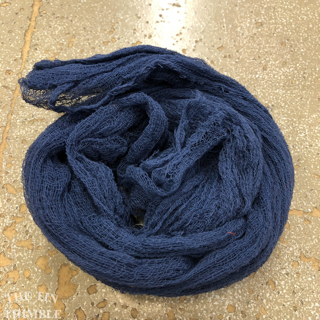 Hand Dyed Cotton Gauze Scrim Cheesecloth Scarf for Nuno Felting in Navy / Scarf for Felting or Wearing as Is